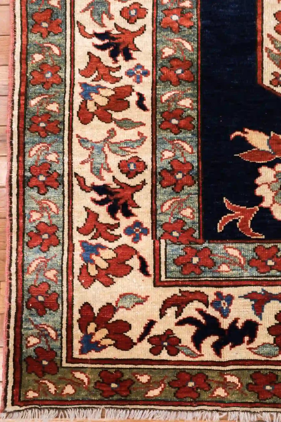 5′ x 6′ Navy Fine Hand-Knotted Pakistan Shirvan Rug – Traditional Wool