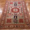 5′ x 7′ Soft Blue and Red Hand-Knotted Vintage Pakistan Shirvan Design Rug – Traditional Wool