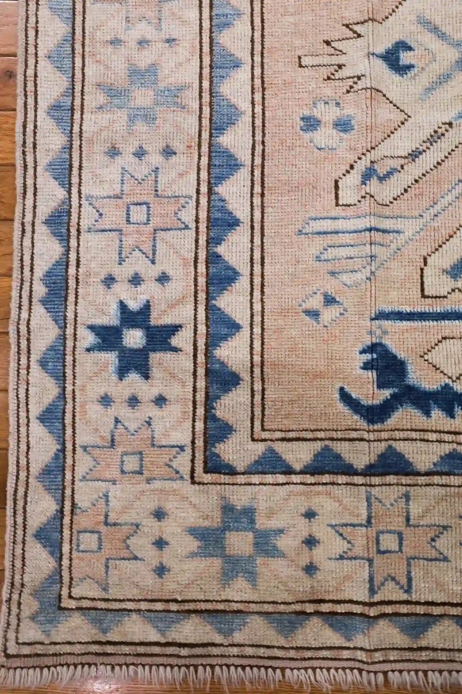 5′ x 6′ Ivory Fine Hand-Knotted Pakistan Shirvan Rug – Traditional Wool