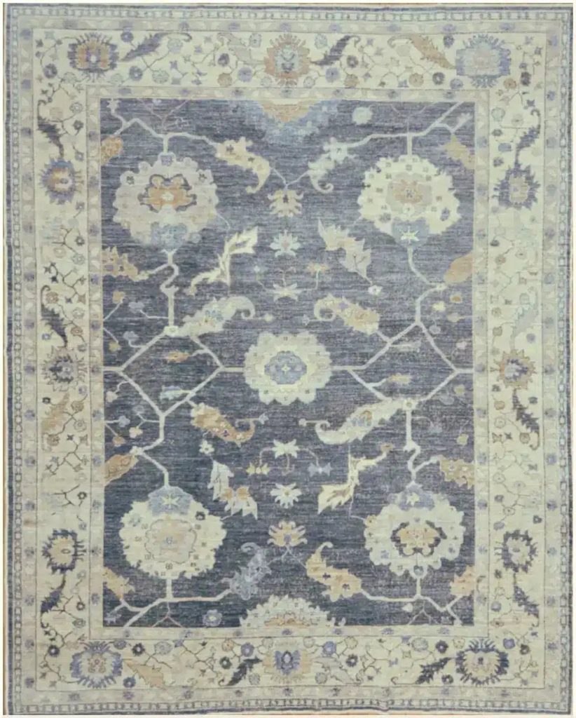 11′ x 15′ Slate Blue Fine Hand-Knotted New Turkish Oushak Rug – Traditional Wool