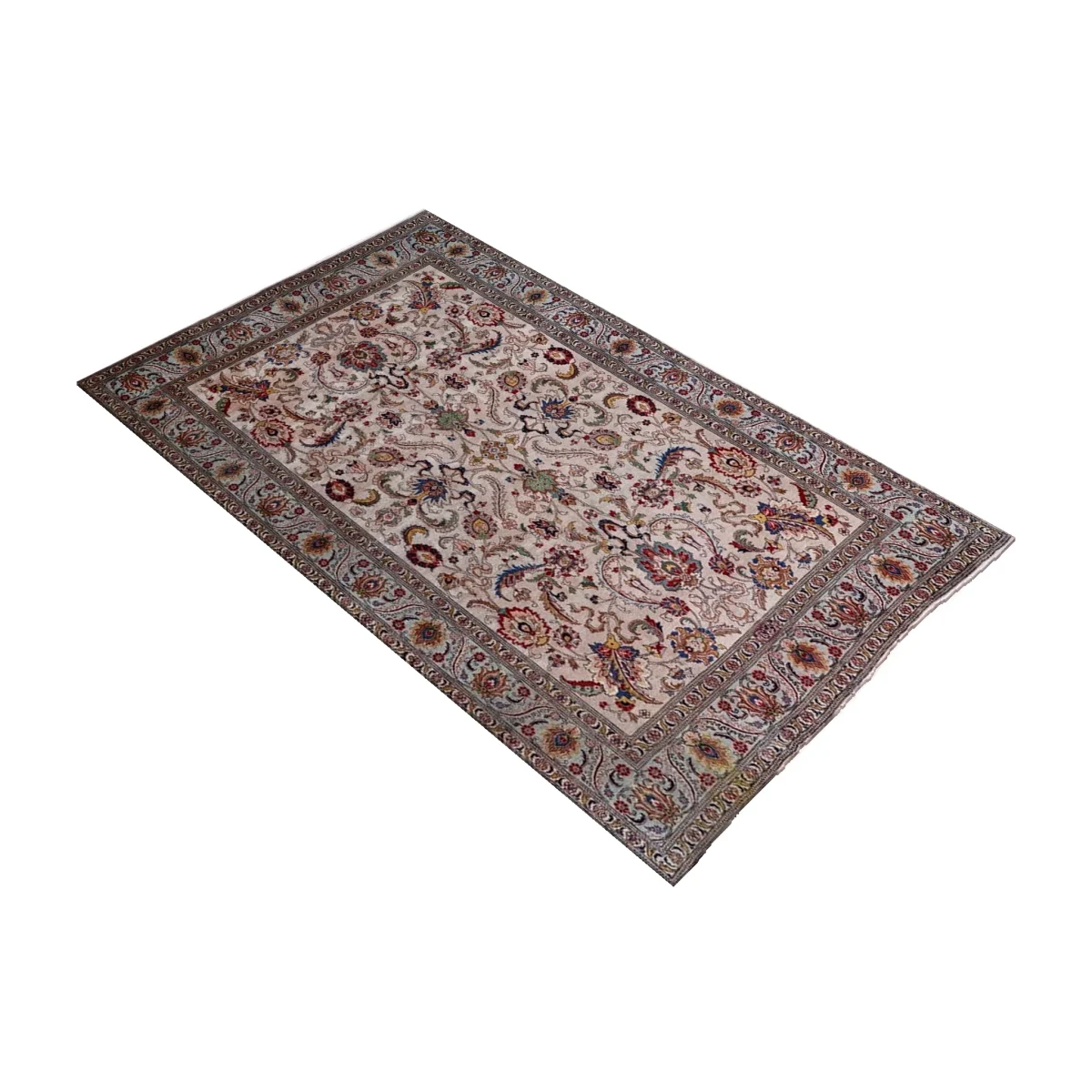 24e935da-63da-411c-99ef-e897e1bc3193-2.webp 10x13 Light Cream & Ice Blue Hand-Knotted Vintage Wool Rug