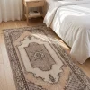 Medallion Runner Rug in Peach, Cream, and Charcoal