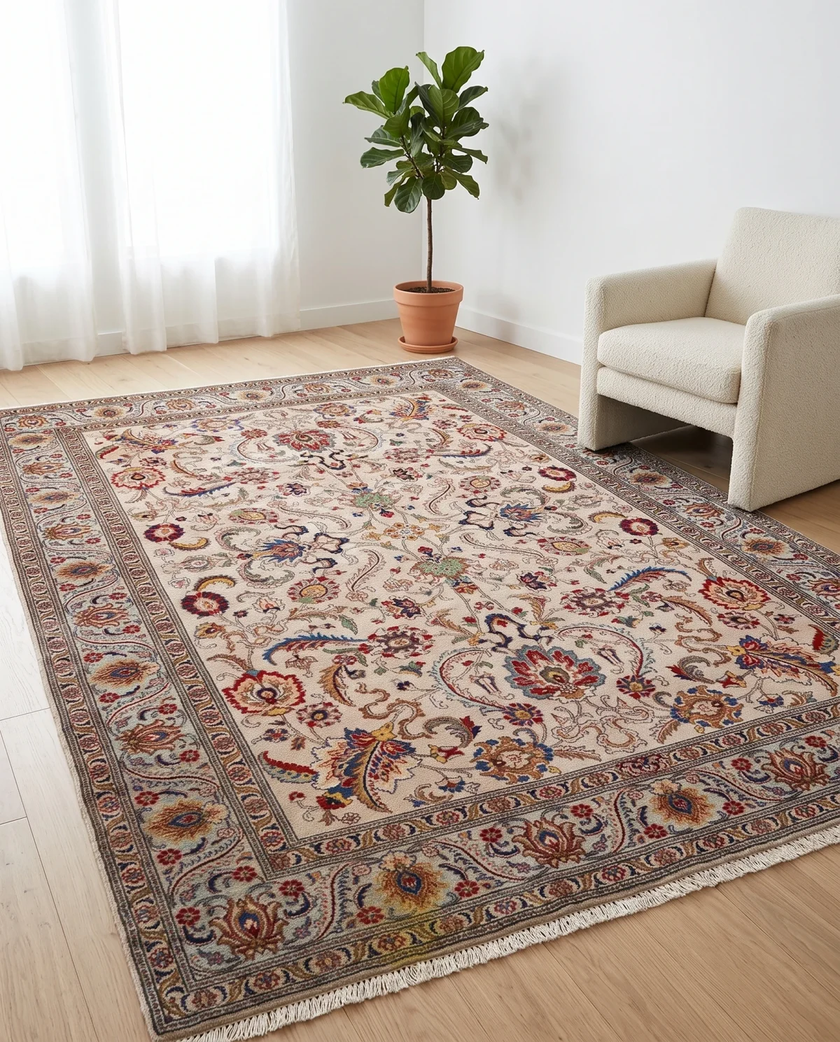 9fde8609-0e33-4940-88a4-800054a19ea3.webp 10x13 Light Cream & Ice Blue Hand-Knotted Vintage Wool Rug