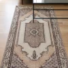 Medallion Runner Rug in Peach, Cream, and Charcoal