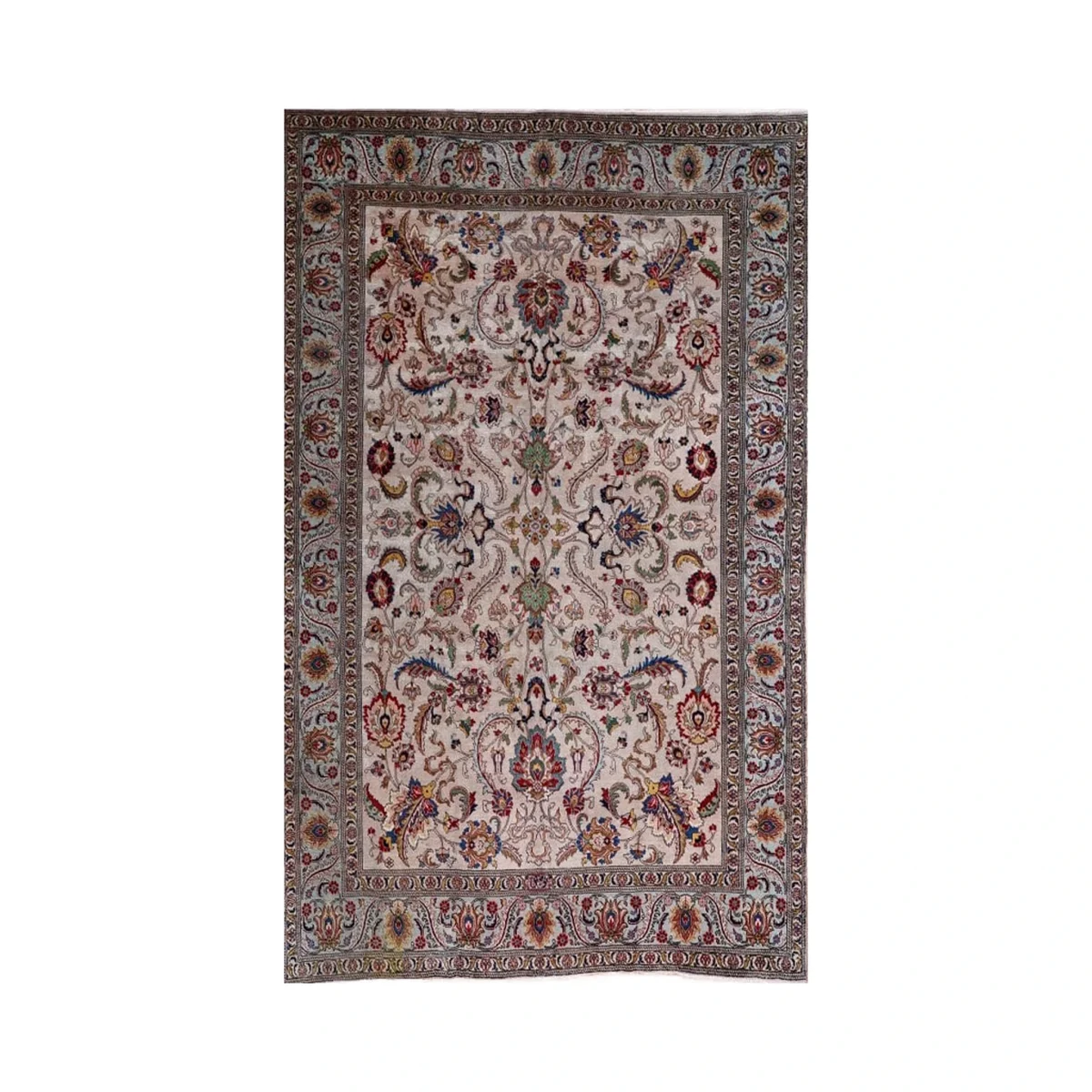 dcbe1f0b-4dc6-4b73-84bb-6537662e8c3b-2.webp 10x13 Light Cream & Ice Blue Hand-Knotted Vintage Wool Rug